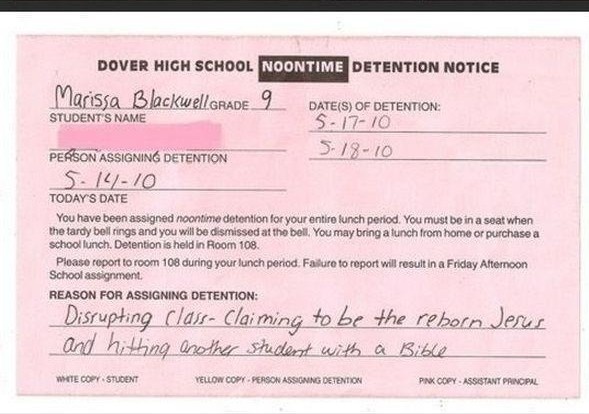 10 Funny School Detention Slips!